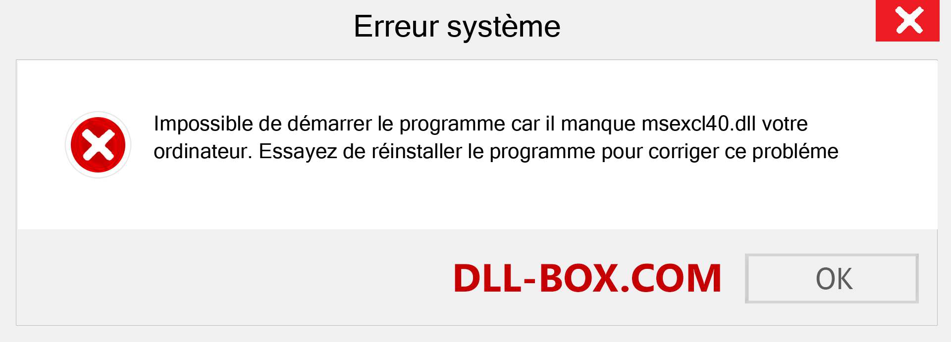 Le fichier msexcl40.dll est manquant ?. Télécharger pour Windows 7, 8, 10 - Correction de l'erreur manquante msexcl40 dll sur Windows, photos, images